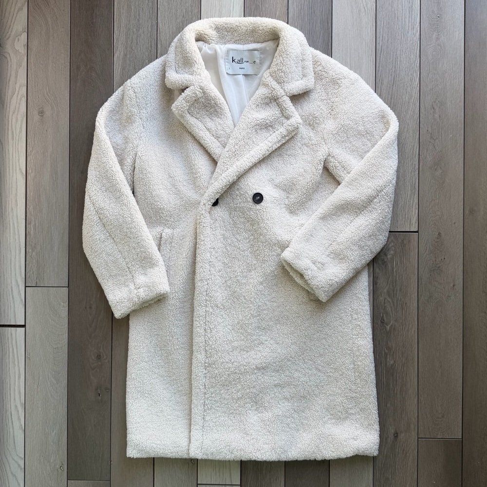 K. Zell Fur Paris Long white teddy coat